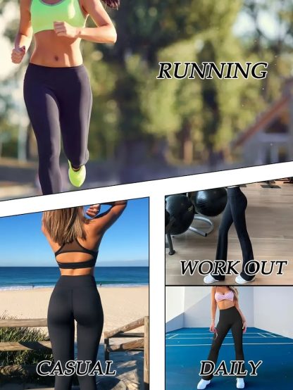 3pcs Butt-Lifting Flare Yoga Pants High Waist, Ultra Stretch, Naked Feel Leggings For Women - Image 5