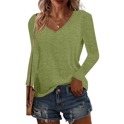 4 Pack Long Sleeve Tops For Women V Neck Dressy Basics Tees Casual Trendy Loose Fit T Shirts - Image 4