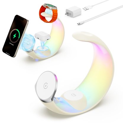 4-in-1 Crescent Magnetic Wireless Charger Stand For Multiple Devices NO Plug - Image 3