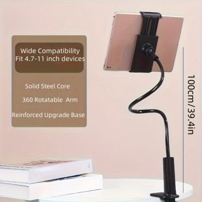 Updated Gooseneck Tablet Holder Stand For Bed 39.4inch Adjustable Flexible Arm Tablets Mount Clamp On Table - Image 3