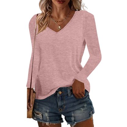 4 Pack Long Sleeve Tops For Women V Neck Dressy Basics Tees Casual Trendy Loose Fit T Shirts - Image 6