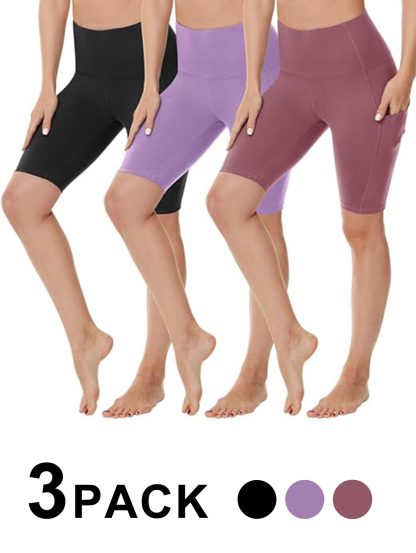 Yoga Pants - 5 Minutes High Waist, 3 Pairs Of Black, Light Purple, Medium Bean Paste - Image 3