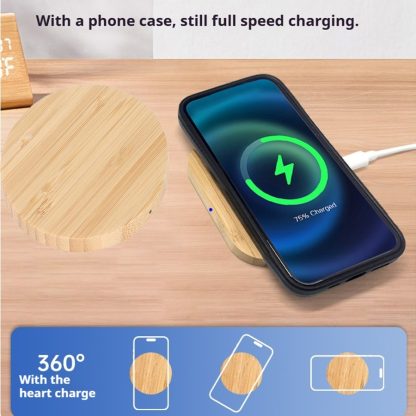 Bamboo Vertical Wireless Charging, Home, Office, Travel Universal, Dual-coil Design, Horizontal And Vertical Screen Can Be Charged, Compatible With All Kinds Of Wireless Charging Equipment - Image 5