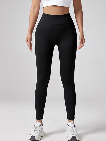 Yoga Waist Pleated Peach Hip Lifting Sports Pants For Female Workers, Pocket High Waisted Button Down Pants