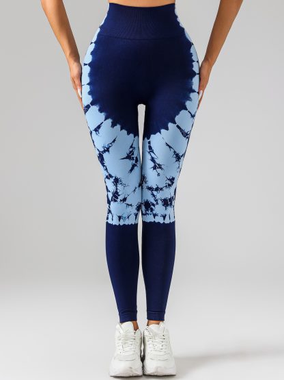 Tie-dye Women's Yoga Leggings With High Waistband, Moisture-Wicking, And Stretchy, Perfect For Outdoor Activities And Fitness - Image 4
