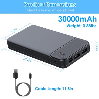 1Pc 30000mAh 20000mAh 1W MAh Fast Charging Power Bank With 1 USB Cable Fit For IOS Phone 15 14 13 And More - Image 4