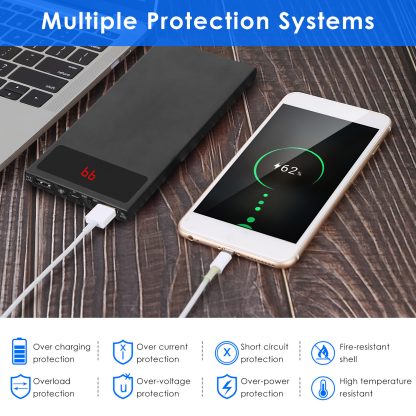 1Pc 20000mAh Power Bank Ultra-thin Phone Charger Dual USB Port Flashlight Battery Remain Display - Image 10